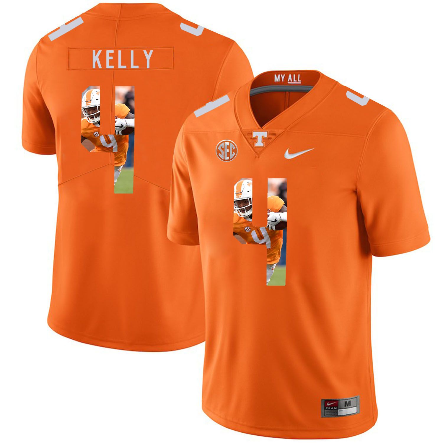 Men Tennessee Volunteers #4 Kelly Orange Fashion Edition Customized NCAA Jerseys